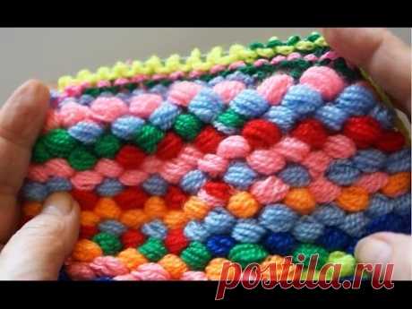 Коврик из самодельной помпонной пряжи (mat homemade yarn pom-poms)