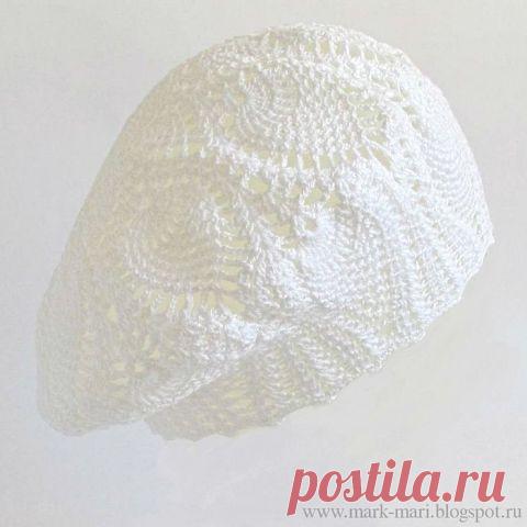 Вяжем крючком.Схема кружевного беретика.