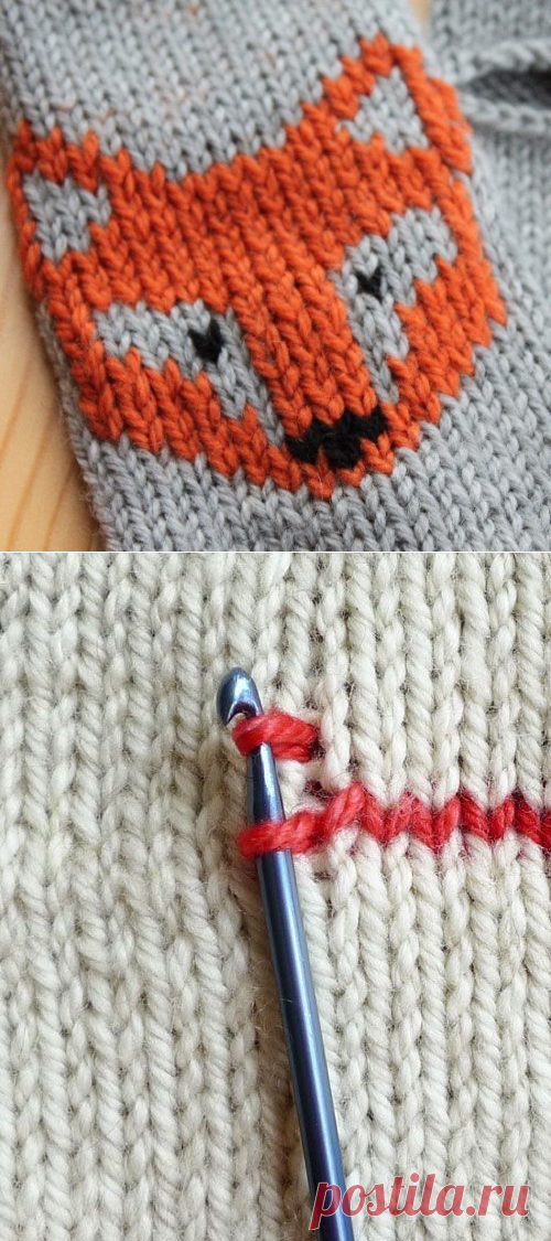 Вышивка на вязаном полотне