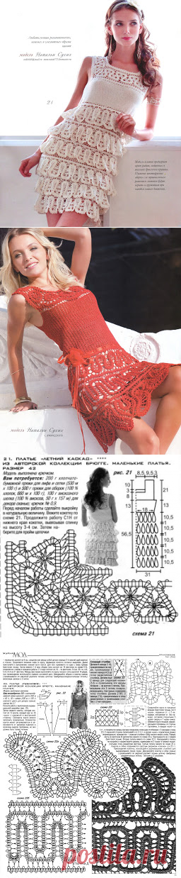 Вязание крючком и спицами/Crochet and knitting: Платья в технике брюггского кружева