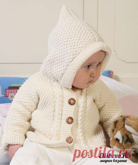 Вязание малышу кофточка с капюшоном - Детская кофточка с капюшоном спицами Вязание Для