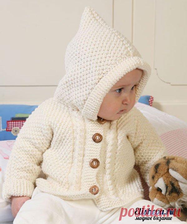 Вязание малышу кофточка с капюшоном - Детская кофточка с капюшоном спицами Вязание Для