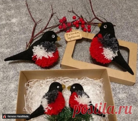Украшение на ёлку снегири ручная работа ручной работы купить в Минске и Беларуси, цены на HandMade