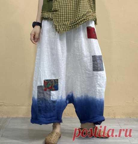 Women Linen white pants Loose Wide Leg Trousers Pants With | Etsy
