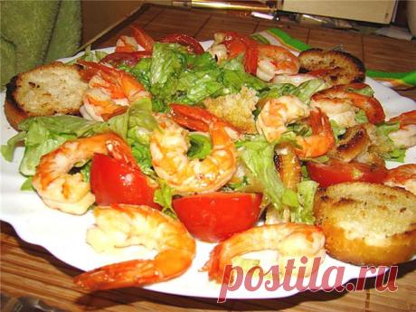 Рецепт салата Цезарь с креветками, как приготовить