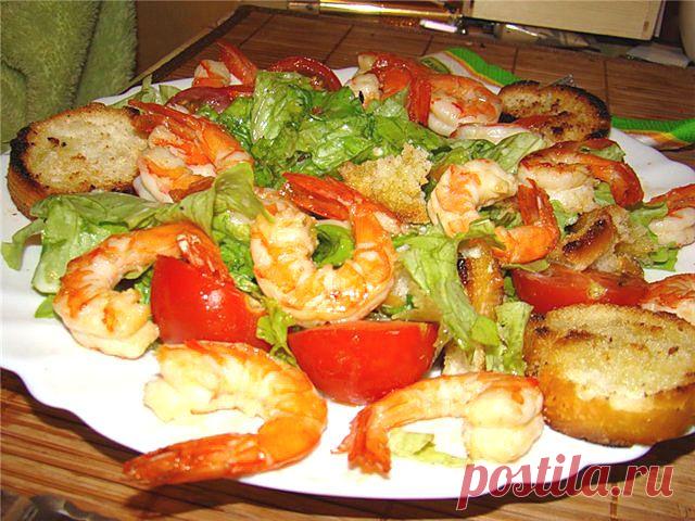 Рецепт салата Цезарь с креветками, как приготовить