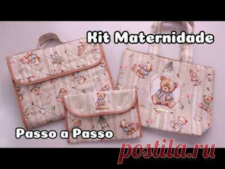 KIT MATERNIDADE - 3 Peças - Bolsa, Porta caderneta de vacina e Trocador - Passo a Passo