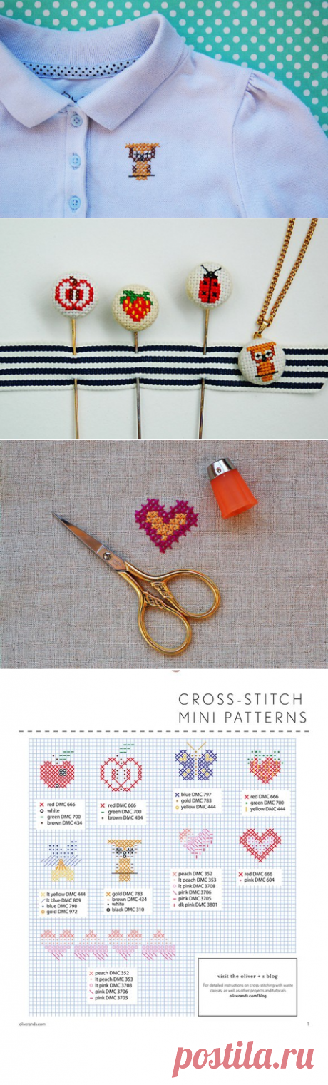 Мадам Рукоделкина - идеи и образы для рукоделия.Декор одежды мини-вышивкой. Схема вышивки с ключом