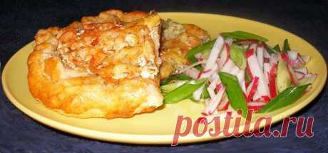 Пирог с креветками и сливочным сыром