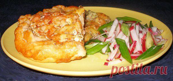 Пирог с креветками и сливочным сыром