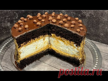 ШОКОЛАДНЫЙ  ТОРТ  С ПРОСЛОЙКОЙ  ИЗ  БЕЗЕ