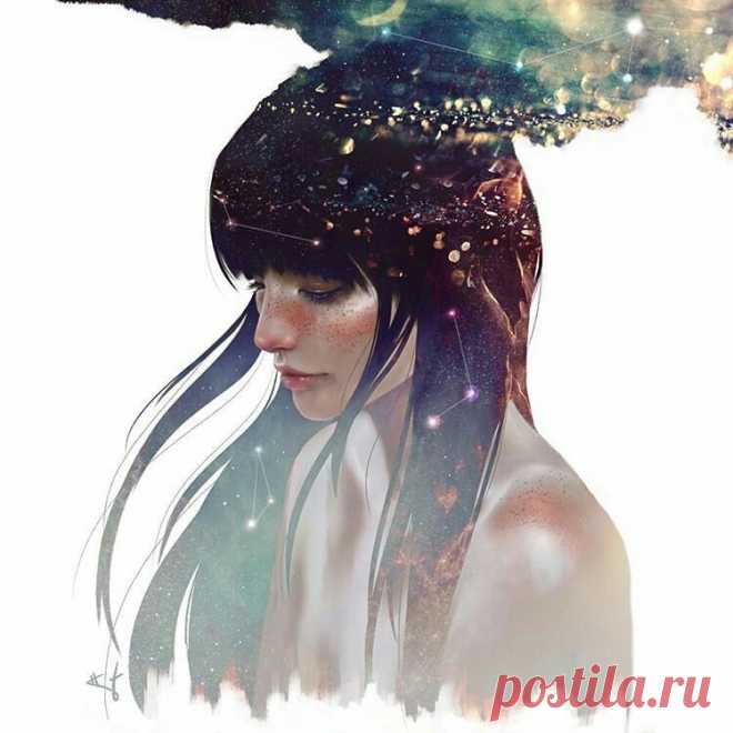 Девушка - космос: арт, аниме, рисунки и обои на рабочий стол ⭐ Забавник