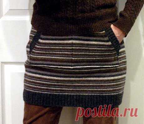 Теплая юбка из старого свитера