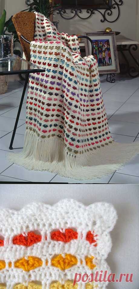 Плед с сердечным узором МК.