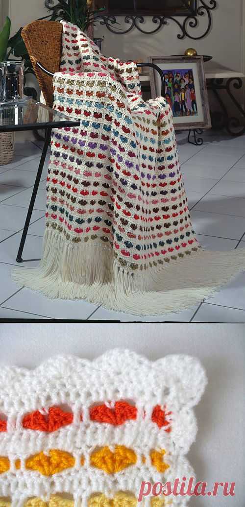 Плед с сердечным узором МК.