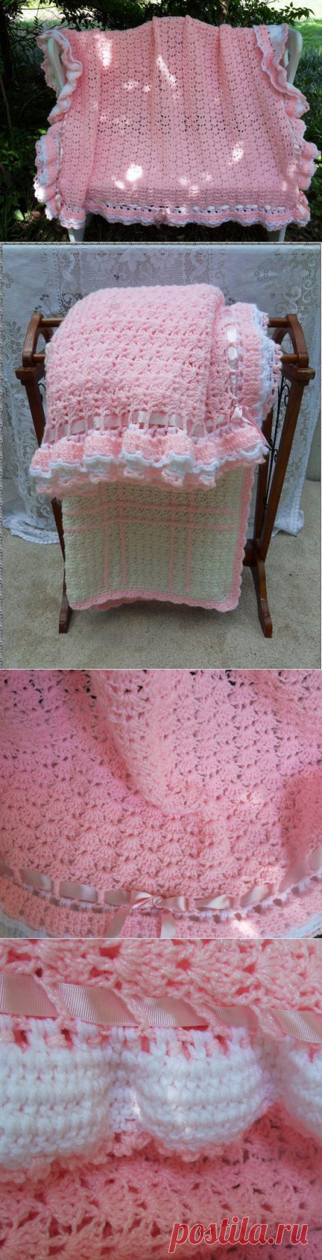 Baby Gift Girly Gift Hand Crocheted PINK AFGHAN от RitaMarie