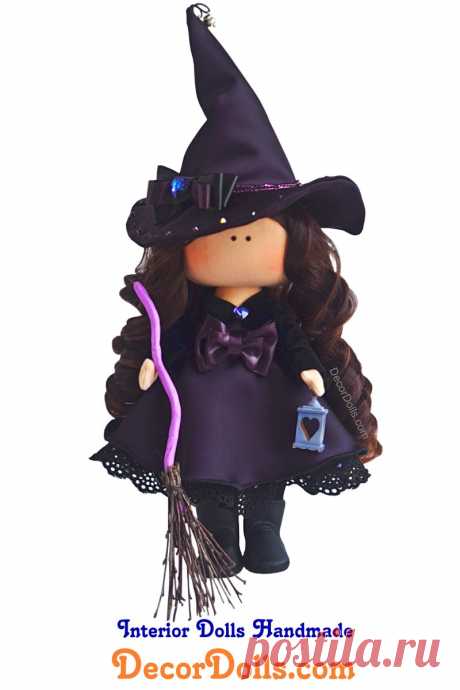 Witch Rag Doll, Halloween Art Doll, Soft Cloth Doll, Fabric Rag Doll by Maria K Hello, dear visitors!This is handmade cloth interior doll created by Master Maria K (Moscow, Russia).Doll is made by Order.Order processing time is 1-2 weeks. FREE SHIPPING TO ANY COUNTRYDoll is 26 cm (10 inch) tall and made of only quality materials.You can order almost any changes in this doll: - hair style and color