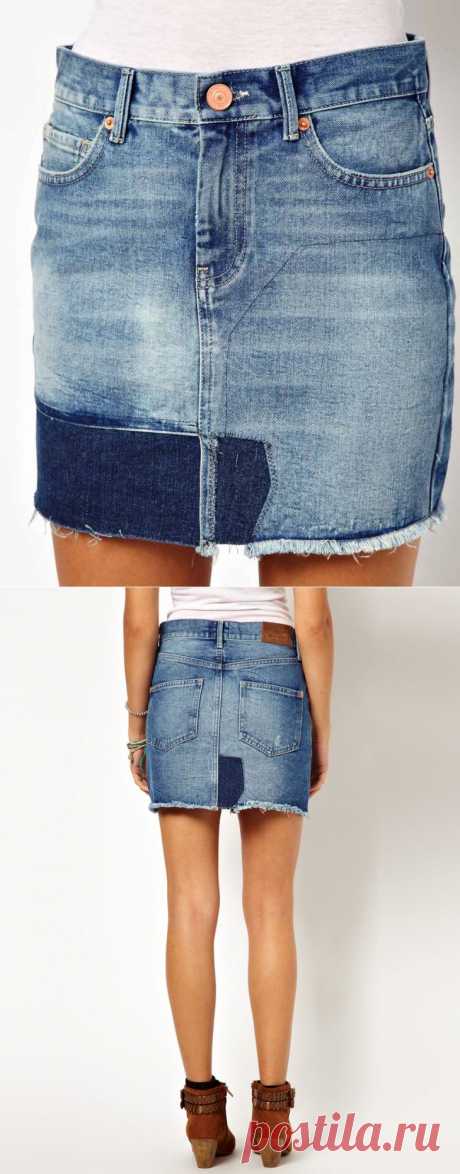 Джинсовая юбка с заплатками River Island / Юбки и их переделки /
