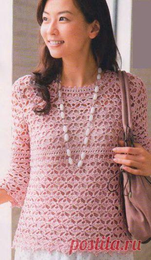 Пуловер-туника крючком