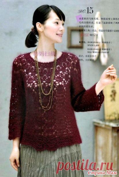 Теплый пуловер из мохера крючком. - ВЯЗАНАЯ МОДА+ ДЛЯ НЕМОДЕЛЬНЫХ ДАМ - Страна Мам