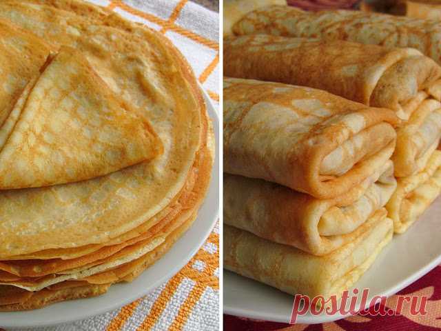 Простые тонкие блины (для фарширования и блинных тортов)