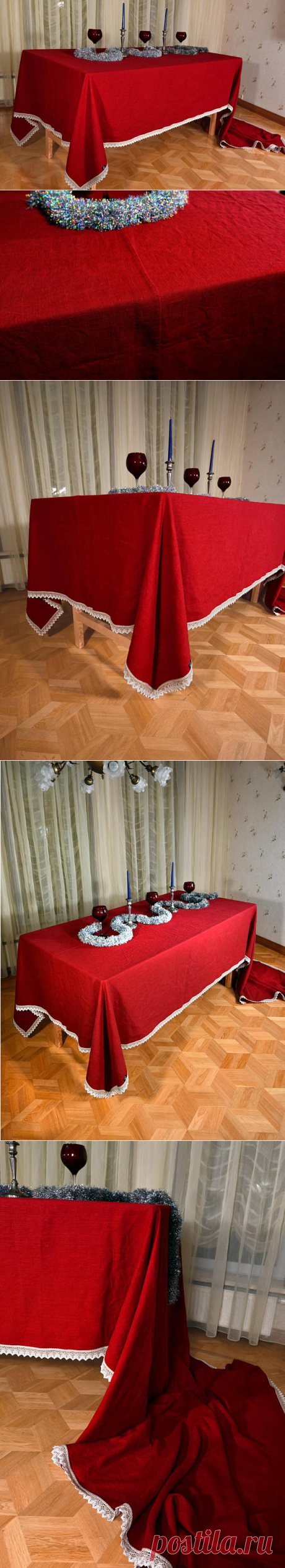 Large Tablecloth Linen Lace Tablecloth Rectangle Red Table