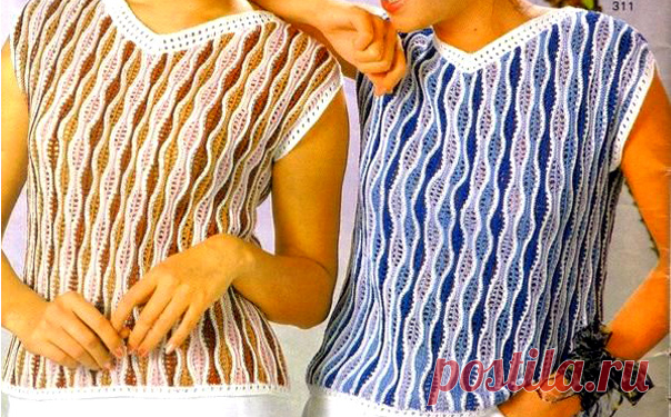 Топ. Многоцветное вязание крючком. Схема узора