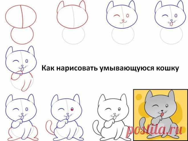 как нарисовать кошку поэтапно карандашом легко и красиво: 25 тыс изображений найдено в Яндекс.Картинках