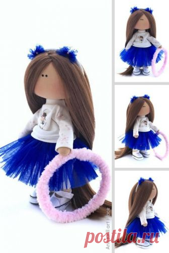 Tilda Cloth Doll Soft Blue Doll Textile Gift Doll Bambole