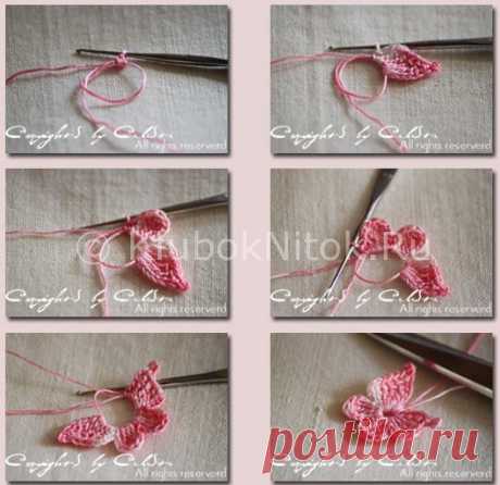 Бабочки крючком | Бабочки | Вязание спицами и крючком. Схемы вязания.