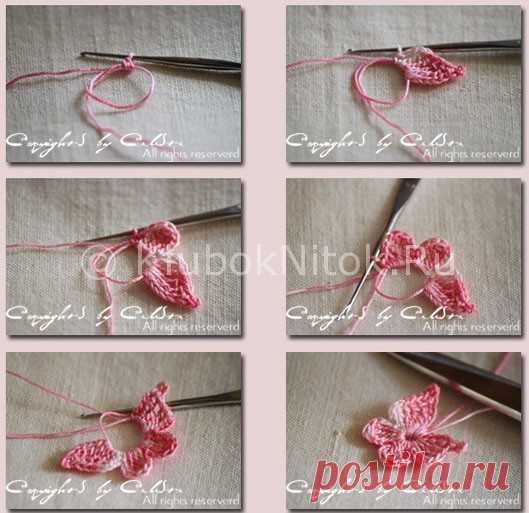 Бабочки крючком | Бабочки | Вязание спицами и крючком. Схемы вязания.