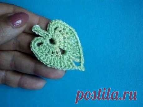 Вязание крючком Урок 313 Листики липы How to crochet linden leaf