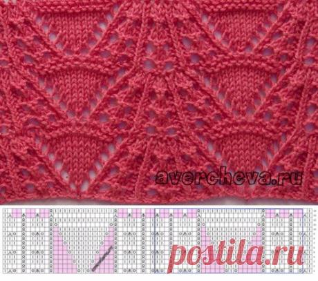 Интересный узор из японского журнала. Вязание спицами.