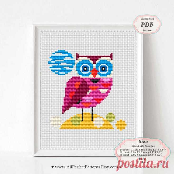 Owl Scandinavian Art Cross Stitch PDF Pattern Modern | Etsy