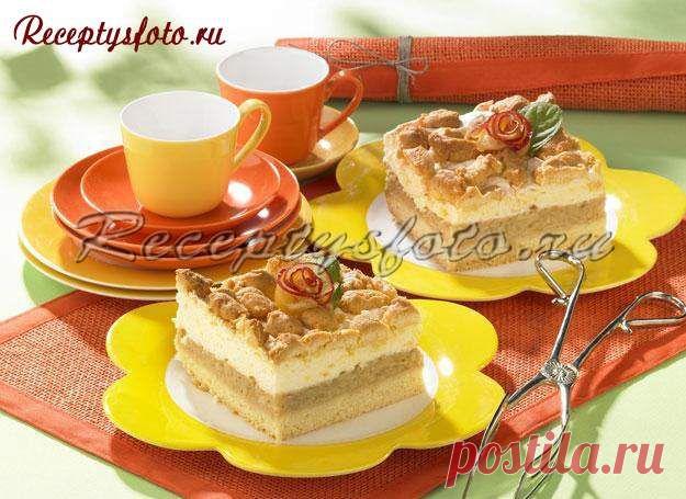 Шарлотка с яблоками, вином, творогом и кремом – рецепт с фото - Рецепты с фото