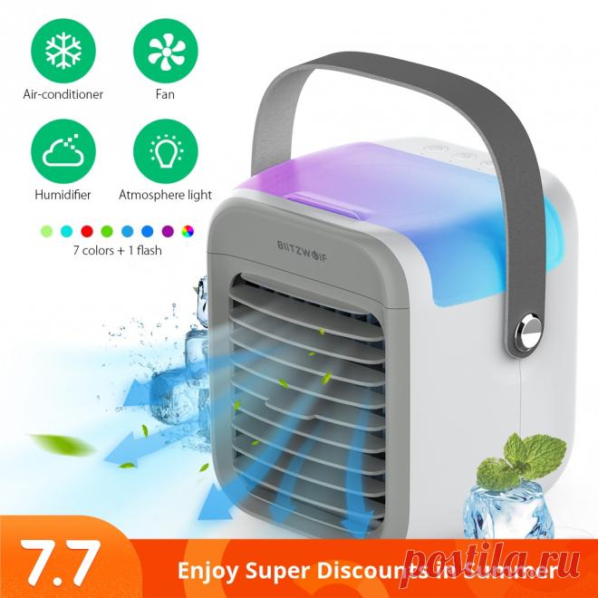 Blitzwolf®bw-fun10 portable 4 in 1 multifunctional air conditioner cooler fan 300ml water tank 3 wind speed 2600mah built-in battery Sale - Banggood.com