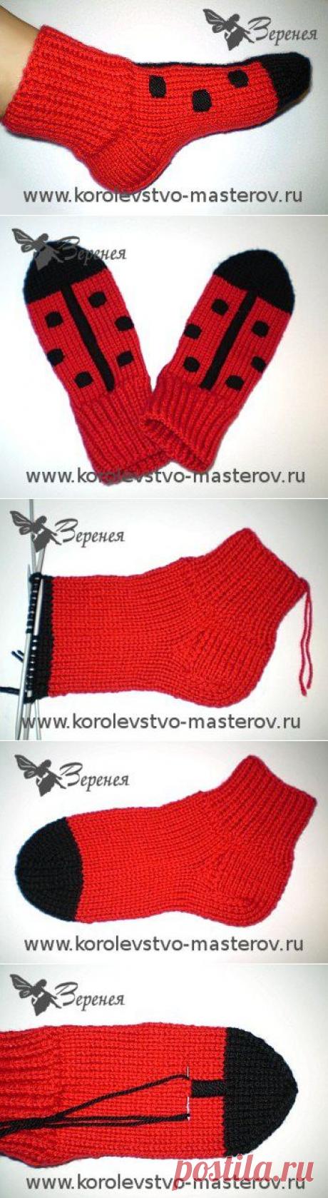 Носочки БОЖЬИ КОРОВКИ. Взрослым и детям! Мастер - класс..