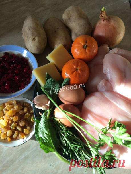 Фаршированная куриная грудка под цитрусовым соусом