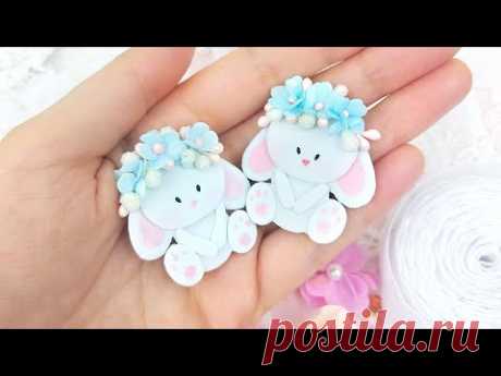 Маленький Зайчик из фоамирана своими руками. DIY идеи декора из фоамирана для скрапбукинга и заколок - YouTube