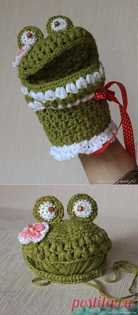 Игрушка-мочалка "Лягушка Вакка".Автор МК по вязанию крючком-Марина Годунова (Marita)..