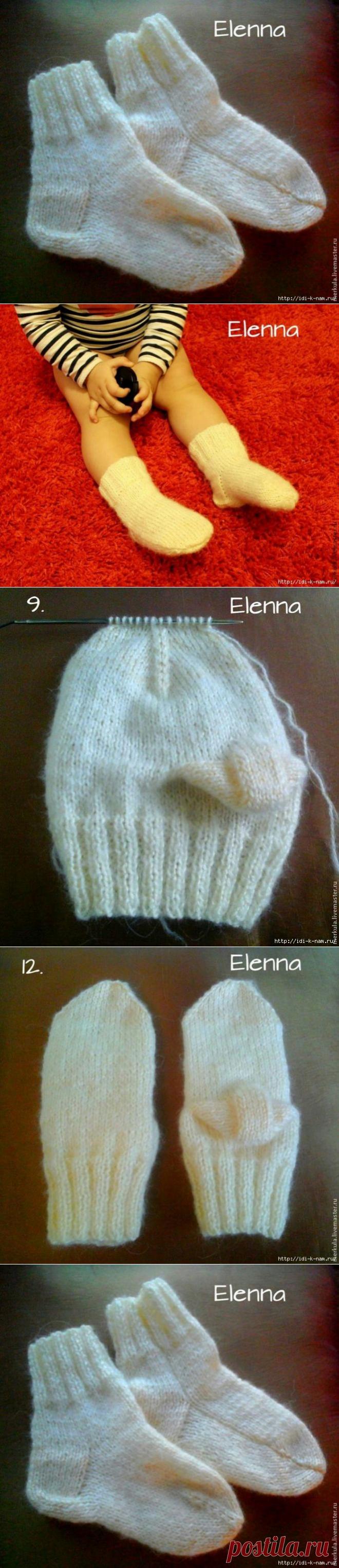 носочки для малыша на 2 спицах