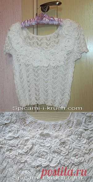 Летний вязаный топ | Спицами и крючком