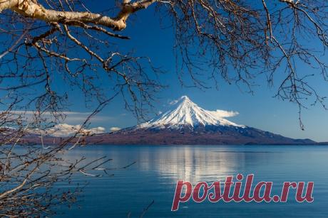 Кроноцкий вулкан на берегу одноимённого озера, Камчатка. Фотограф – Денис Будьков: nat-geo.ru/photo/user/1438/