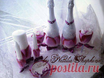 Свадебный набор розы в фиолетовом - фиолетовый,комплекты,свадебные аксессуары