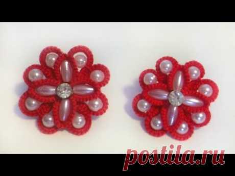 Серьги гвоздики анкарс фриволите иглой. Видео урок для начинающих. Earrings ankars frivolite needle