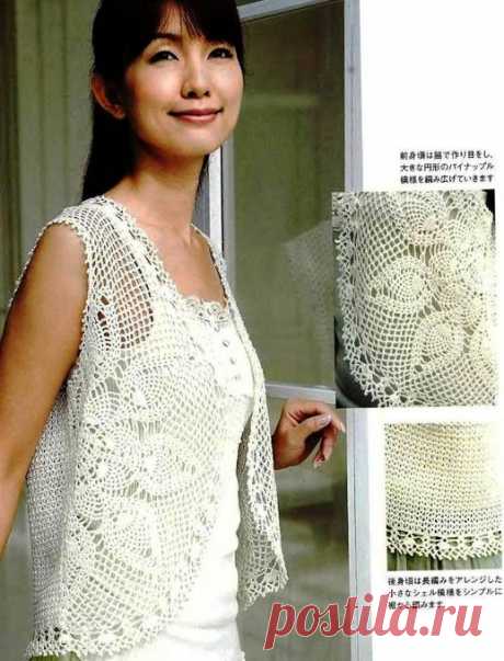 Оригинальный вязаный крючком жилет-"медуза". Схемы. / Домоводство для всей семьи