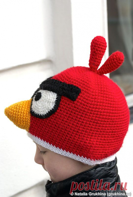 Вяжем шапочку для деток крючком в виде Angry Birds