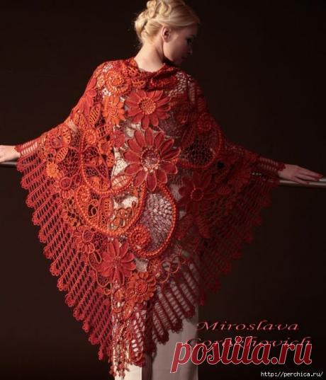 Шали и палантины Мирославы Горохович в технике ирландского кружева | Варварушка-Рукодельница