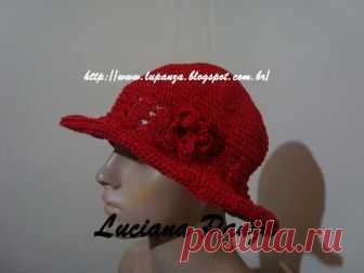 Гламурная шляпка крючком МК