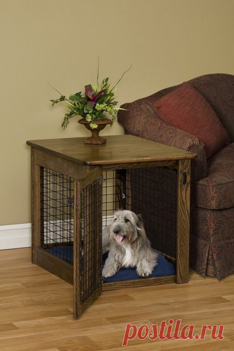 Amish Craftsman Wooden End Table Chew Proof Dog Crate Puppy Medium Size